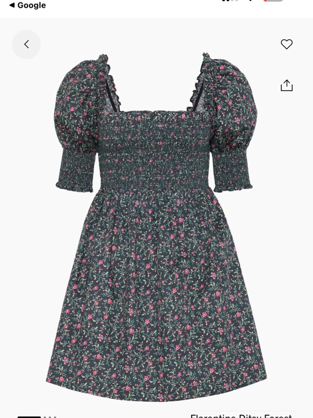 Hill House Forest Green Floral Smocked Puff-Sleeve Dress new with tags!!!